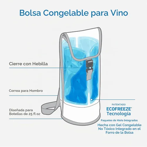 Vista 3 de PackIt Bolsa de vino congelable, se adapta a una botella de 25.4 fl oz