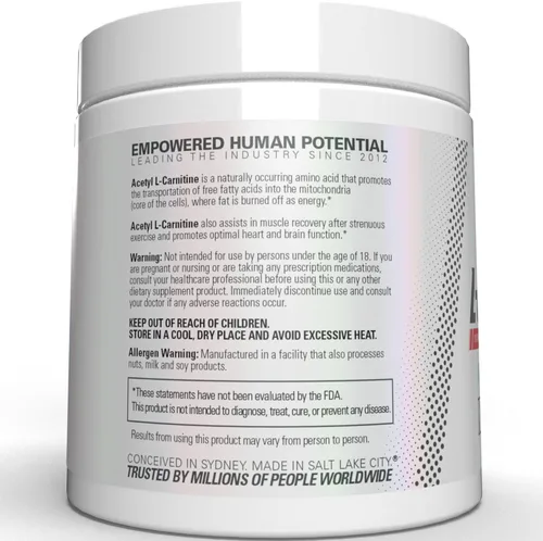 Vista 9 de EHP Labs Polvo de acetil L carnitina – Apoya la producción de energía natural, ayuda en la función saludable del cerebro, apoya la salud