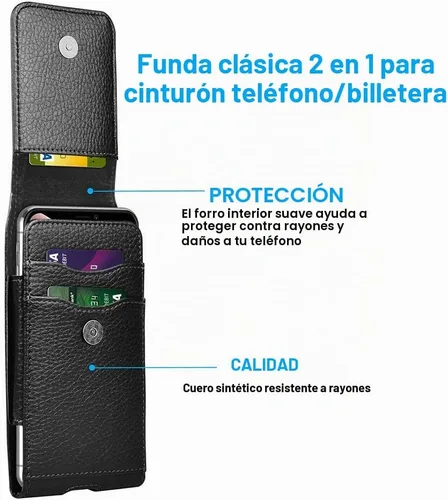 Vista 2 de Funda de cuero para iPhone 17 Pro, Samsung, Motorola, Xiaomi, funda de protección Huawei, funda de protección para teléfono con hebilla de cinturón