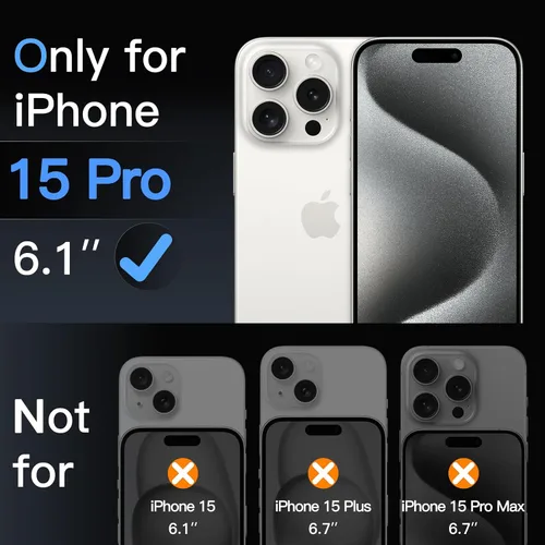 Vista 2 de JETech 9H+ - Protector de pantalla inastillable para iPhone 15 Pro de 6.1 pulgadas, película de vidrio templado de grado militar con herramienta
