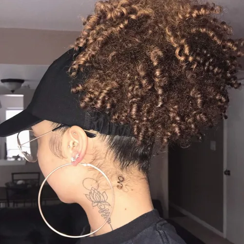Vista 5 de CurlCap Gorra sin parte trasera para cabello natural, gorra de béisbol forrada de satén para mujer