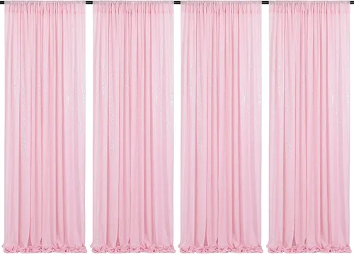 Vista 78 de Cortinas de fondo de lentejuelas con purpurina azul bebé, 2 piezas de 2 x 8 pies, telón de fondo de fiesta de baby shower para niños, hermosas