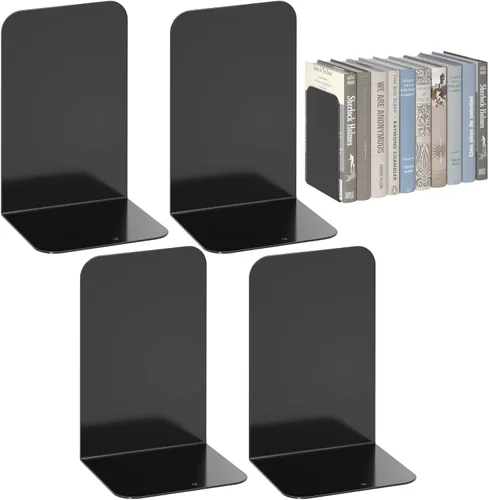 Vista 9 de VFINE Sujetalibros 1 par, extremos de libros de metal negro, sujetalibros pesados para estantes, tapón de libro para libros pesados, organizador