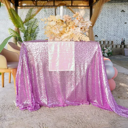 Vista 94 de Mantel de lentejuelas de 60 x 102 pulgadas, azul bebé, para boda, fiesta, despedida de soltera, rectangular