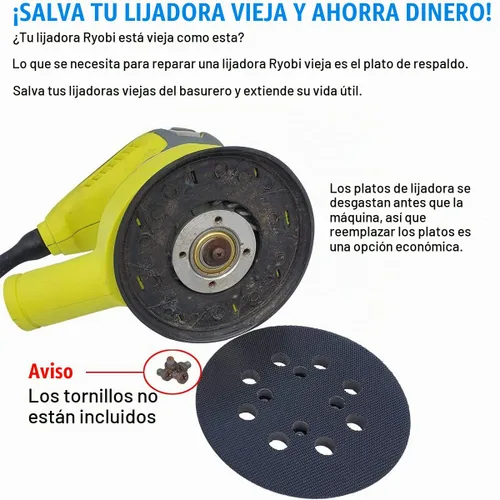 Vista 4 de Reemplazo de almohadilla lijadora de 5 pulgadas compatible con Ryobi RS290 RS280VS RS281VS