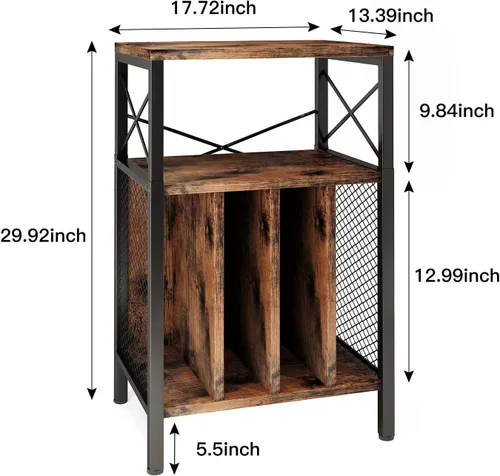 Vista 8 de Soporte para tocadiscos de 3 niveles, tocadiscos de almacenamiento de discos de vinilo para discos de vinilo, mesa de tocadiscos con capacidad