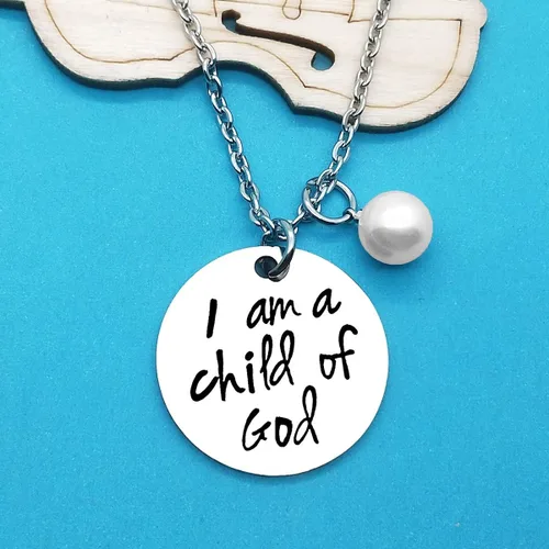 Vista 2 de Regalos de ahijada para mujeres y niñas, collar con texto en inglés "I am a Child of GodGod", regalos de bautismo para ahijados, joyería religiosa