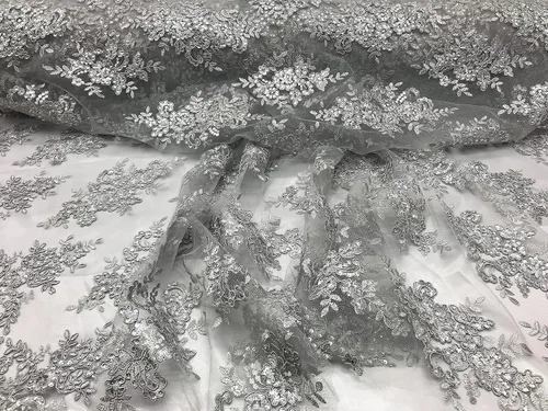 Vista 12 de Valentina Textil Lentejuelas Tela de encaje con adornos en malla VT-012 (1 yarda, azul bebé)