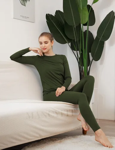 Vista 6 de MANCYFIT - Conjunto de ropa interior térmica para mujer con forro polar ultra suave