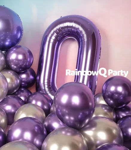 Vista 8 de Globo de número 0 de 40 pulgadas de RainbowQ Party, grande, color púrpura, para niños o niñas, números del 0 al 9, de papel de aluminio y Mylar