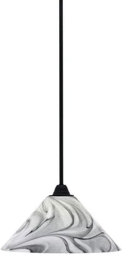 Vista 91 de Toltec Lighting Paramount - Mini colgante de 1 luz en acabado negro mate con cristal de arte perla de 7 pulgadas y estilo negro