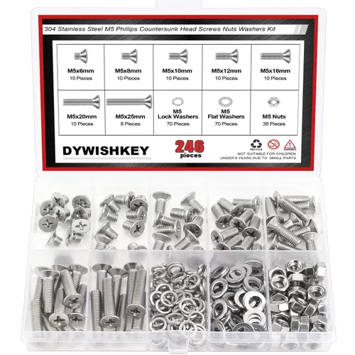 Vista 28 de DYWISHKEY - Juego de 566 piezas M2x 4/6/8/10/12/16/20mm tornillos de cabeza de botón, kit de tuercas y arandelas, tornillos M2, acero inoxidable 304