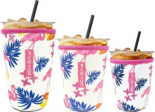 Vista 93 de Fundas de neopreno reutilizables aisladas para café helado, fundas para tazas de café helado, fundas para bebidas heladas y calientes