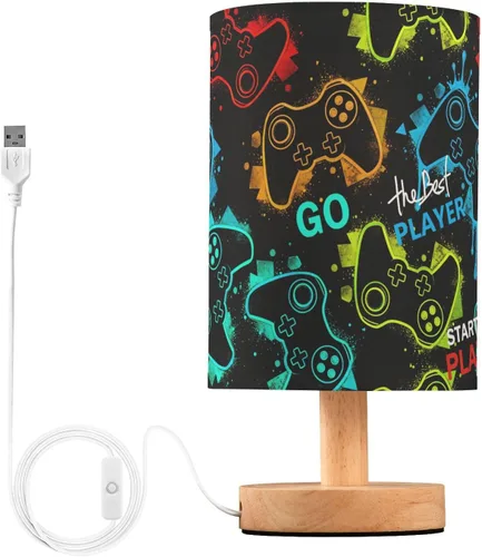 Vista 19 de Bedside Table Lamp Cute Highland Cow Animal Nightstand Lamp with Wood Desk Lamps for Bedroom Living Room Nursery Office Home Decor