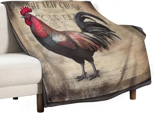 Vista 39 de Manta de microfibra suave y acogedora con diseño de gallo rústico en blanco y negro, suave y acogedora manta de microfibra para sofá, cama, oficina