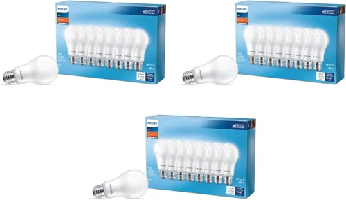Vista 13 de PHILIPS LED 40W A19 4-Pack Basic Soft White (2700K) 450 Lumen (6.5W = 40W) Frosted Flicker-Free Light Bulbs