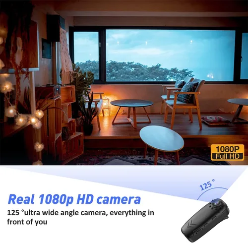 Vista 5 de TooPro Cámara corporal HD 1080P con visión nocturna, grabación de video y grabación de bucle, mini cámara corporal portátil para actividades al aire