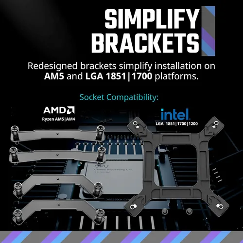 Vista 7 de Cooler Master 360 Atmos Enfriador líquido AIO de circuito cerrado impulsado por el rendimiento, R9 Ultra 9, bomba aRGB de doble cámara, radiador