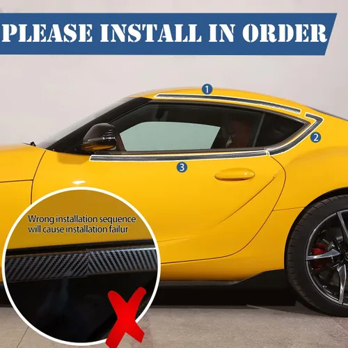 Vista 4 de Compatible con Toyota Supra GR A90 A91 MK5 2019-2026, tira de sellado de ventana de automóvil, antiarañazos, 6