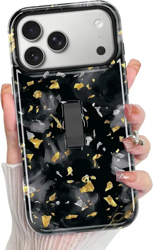 Vista 134 de KANGHAR Compatible con iPhone 17 Pro Case Spot Pattern - Negro Mancha rosada negra