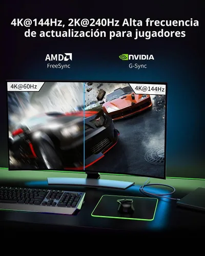 Vista 2 de Cable USB C a DisplayPort 1.4 Silkland 1 m [8K@60Hz, 4K@144Hz 120Hz, 2K@240Hz], Cable Tipo C a DP de 5K, [32.4 Gbps, Compatible con Thunderbolt 4/3]