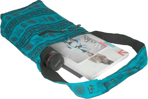 Vista 5 de Azul Patchwork hecho a mano Crossbody grande Hobo bolso de hombro Hippie Boho moda todos los días único