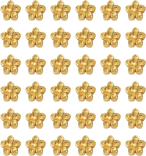 Vista 14 de Craftdady 50 cuentas redondas planas chapadas en oro de 18 quilates de latón galvanizado de 0.394 pulgadas para hacer joyas agujero: 0.059 pulgadas