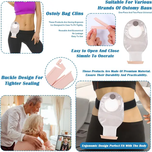 Vista 6 de 10 clips para bolsa de ostomía, abrazaderas para bolsa drenable, cierre de cola Reusable, Universal Curved Closure Colostomy Clamps for Colostomys