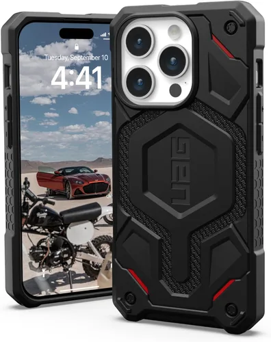 Vista 10 de URBAN ARMOR GEAR UAG Funda [Versión Actualizada] Compatible con Funda para iPhone 15 Pro de 6.1" Monarch Pro Negro Imán Integrado Compatible