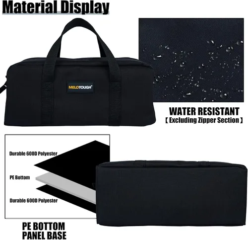 Vista 3 de MELOTOUGH Kit combinado de bolsa de herramientas utilitarias: incluye 2 bolsas organizadoras de herramientas medianas para electricista, fontanería