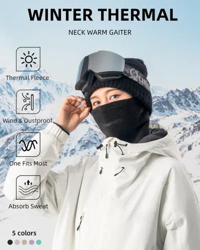 Vista 2 de QUNATURE Polaina de invierno para el cuello, polaina de forro polar resistente al viento, bufanda para clima frío, media pasamontañas, polaina