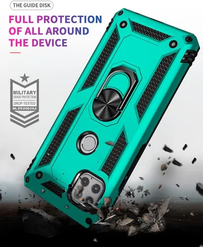 Vista 6 de Funda para teléfono Motorola One 5G Ace, con protector de pantalla HD, [grado militar] anillo de montaje en coche con soporte híbrido