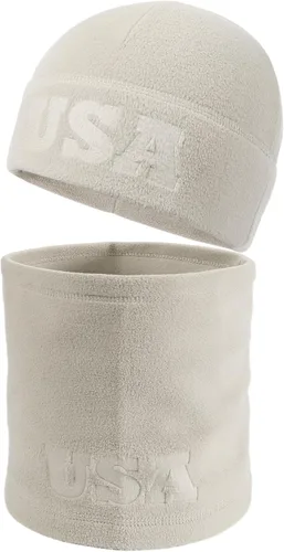 Vista 7 de Juego de 2 polainas de forro polar cálido, estampado en relieve del ejército de Estados Unidos, equipo militar de invierno, gorro de calavera