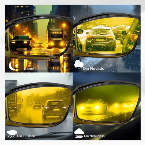 Vista 4 de Gafas de conducción de visión nocturna para hombres y mujeres, ajuste A01 Negro Claro