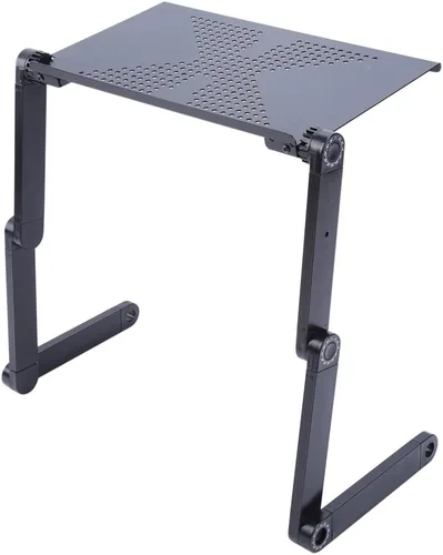 Vista 3 de Escritorio ajustable para laptop, soporte plegable para laptop, mesa portátil para laptop, bandeja de cama, escritorio acogedor con ventilador