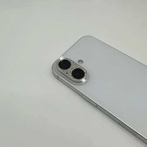 Vista 2 de Paquete de 2 protectores de lente de cámara compatibles con iPhone 16/16Plus, protector de lente de cámara con purpurina 3D
