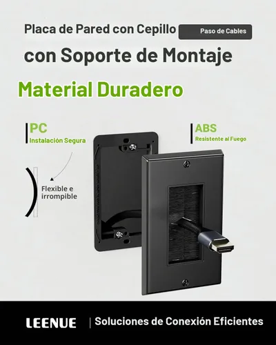 Vista 4 de Placa de pared con cepillo con soporte de montaje, cubierta decorativa para pasar cables de bajo voltaje, ocultador de cables de una sola banda