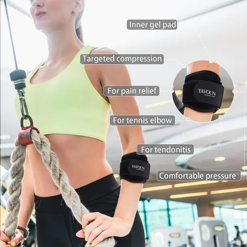 Vista 6 de Envolturas de antebrazo para el dolor, coderas de tenista y tratamiento de tendinitis Soporte de correa de codo ajustable - Codera de acupresión