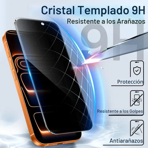 Vista 5 de JETech Protector de pantalla de privacidad para iPhone 17 Pro Max de 6,9 pulgadas, película de vidrio templado antiespía con herramienta de fácil