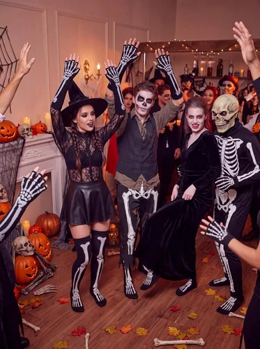 Vista 4 de Juego de medias de guantes de esqueleto de Halloween