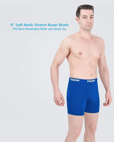 Vista 2 de Calzoncillos tipo bóxer de malla de rendimiento atlético para hombre, paquete de 5