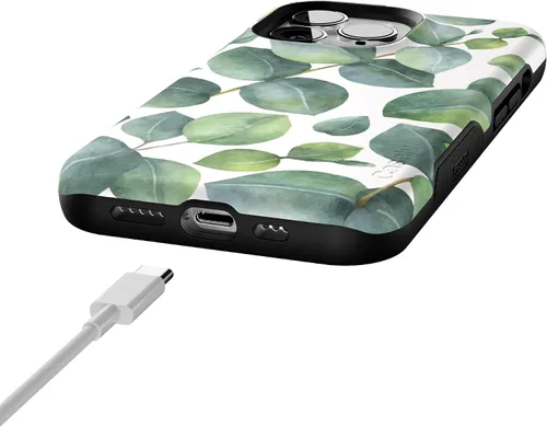 Vista 8 de Casely Funda para iPhone 13 Pro Compatible con MagSafe Leaf Me Alone Funda con estampado floral verde