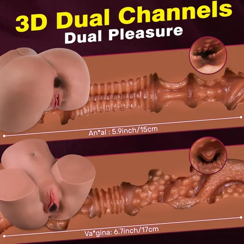 Vista 4 de Masturbador masculino realista de 11.2 libras con vagina y ano, muñeca sexual de bolsillo, coño, masturbadores realistas de nalgas prominentes