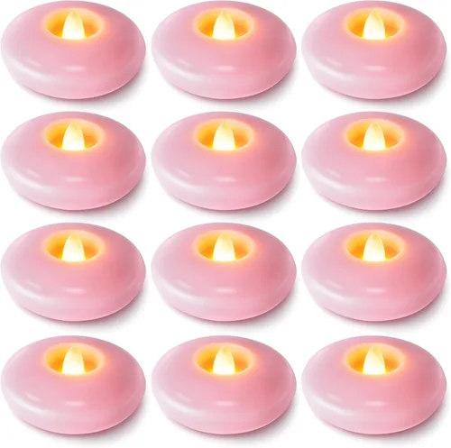 Vista 9 de Homemory Paquete de 6 velas flotantes LED sin llama de 3", 200 horas de duración con pilas, luces de té parpadeantes impermeables para jarrones