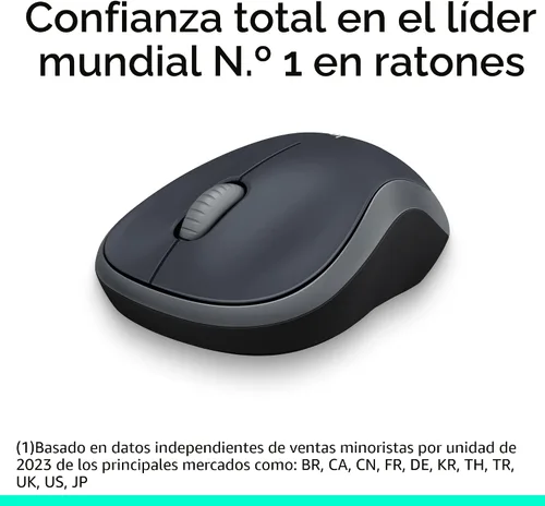 Vista 2 de Logitech Ratón inalámbrico ambidiestro compacto M185 de 2,4 GHz - Gris Swift Swift Gris