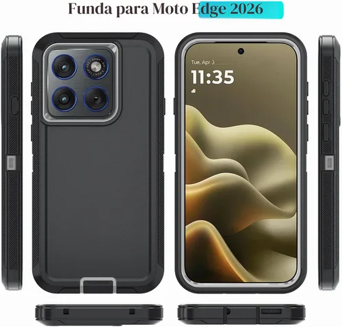 Vista 6 de Qinmay Funda para teléfono Motorola Moto Edge 5G 2026, color negro y gris NegroGris