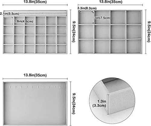 Vista 3 de ProCase Juego de 3 bandejas apilables para joyas con caja organizadora de joyas transparente con 3 cajones