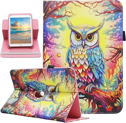 Vista 8 de Funda universal para tablet Android de 10 y 10.1 pulgadas, Dluggs de piel sintética con rotación de 360 grados, soporte multiángulo