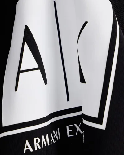 Vista 3 de Armani Exchange Sudadera de cuello redondo con logotipo Box para hombre Negro