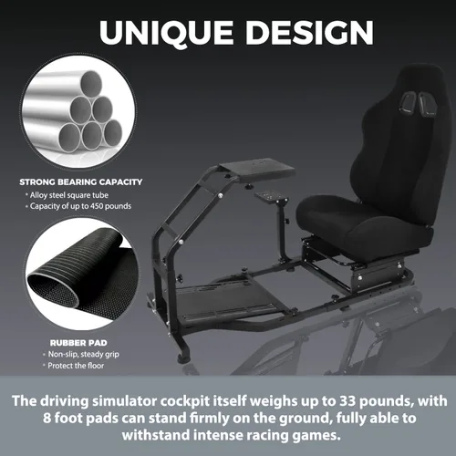 Vista 3 de Hottoby Driving Wheel Stand Racing Cockpit with Racing Seat Fit for PCXboxPS4 Racing Simulator Stand for Logitech G25 G27 G29 G920 G923 Thrustmaster